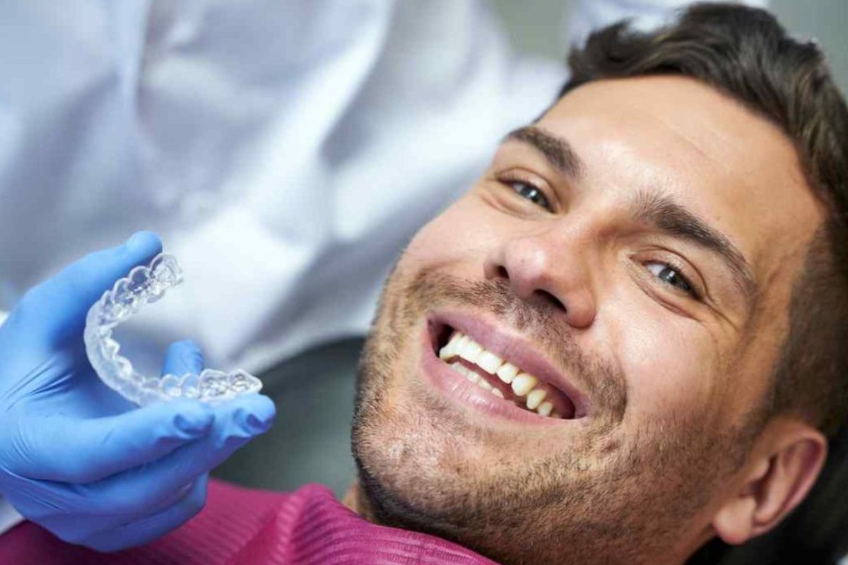 Clear aligners being applied at Langwarrin South dental clinic