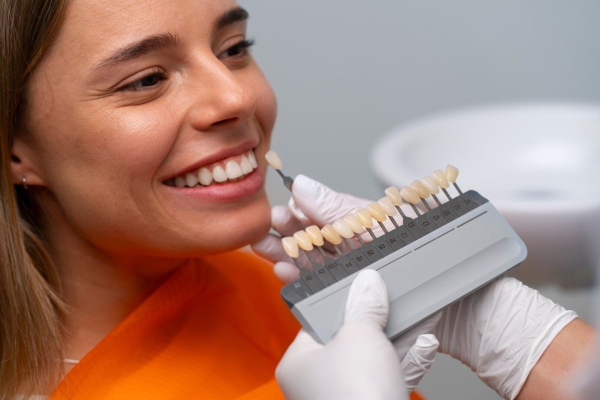 Dentist applying veneers near St Kilda East